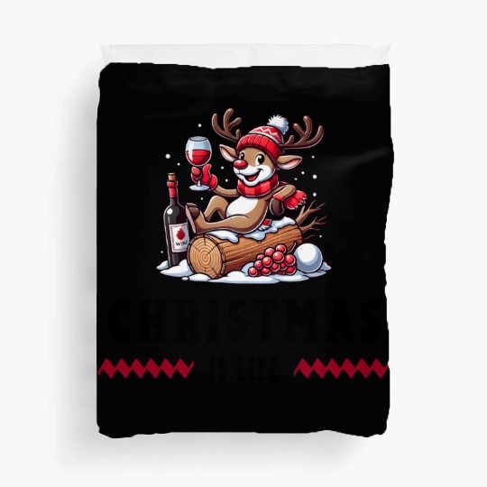 Reindeer With Wine - Christmas Vibes Duvet Covers