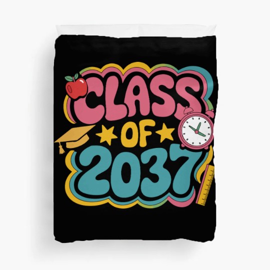 Class of 2037 Grow With Me, groovy back to school Duvet Covers