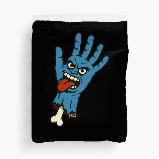 Crazy zombie hand cartoon with wild face Duvet Covers