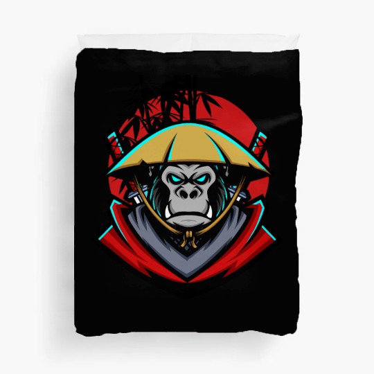 monkey samurai and bamboo sticks Duvet Covers