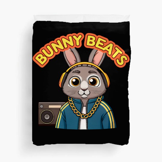 Bunny Beats Rabbit Hip Hop Retro 90s. Duvet Covers