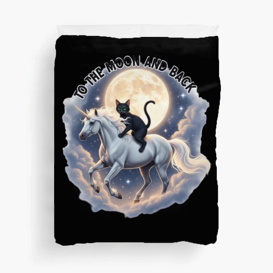 To the Moon and Back Cat Unicorn Fantasy Magic Cat Duvet Covers