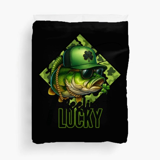 Reelin' Lucky Bass Fish Duvet Covers