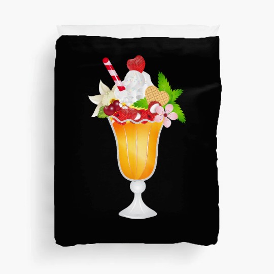 Fruity Ice Cream Sundae with Whipped Cream Duvet Covers