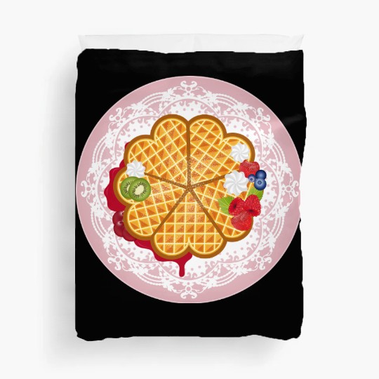 Golden Waffles with Fruit and Cream Motif Duvet Covers