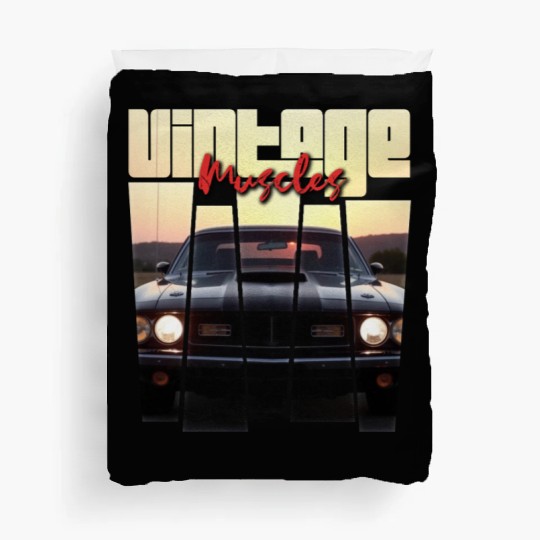 Vintage Muscle Car Sunset Poster Retro American Duvet Covers