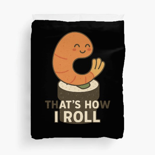 Cute Sushi Shrimp Roll Illustration Duvet Covers