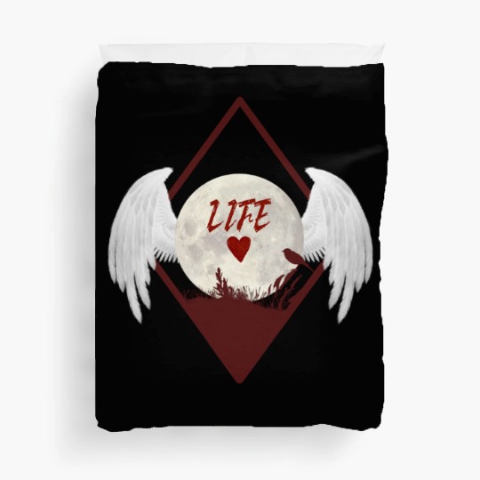 Moonlit Heart with Angel Wings (LIFE) Duvet Covers