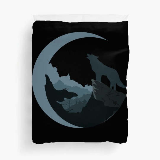 Wolf Moon Silhouette Duvet Covers