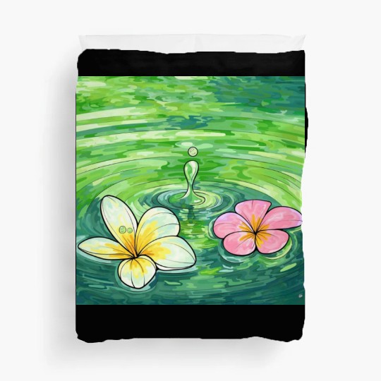 Serene Water Lilies Watercolor Design Duvet Covers