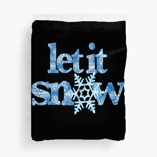 LET IT SNOW blue snowflakes winter wonderland xmas Duvet Covers