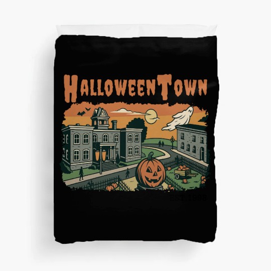Halloweentown Spooky Sunset Scene – Vintage Hallow Duvet Covers
