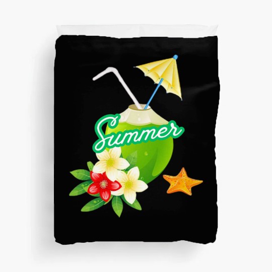 Tropical Summer Coconut with Flowers Duvet Covers