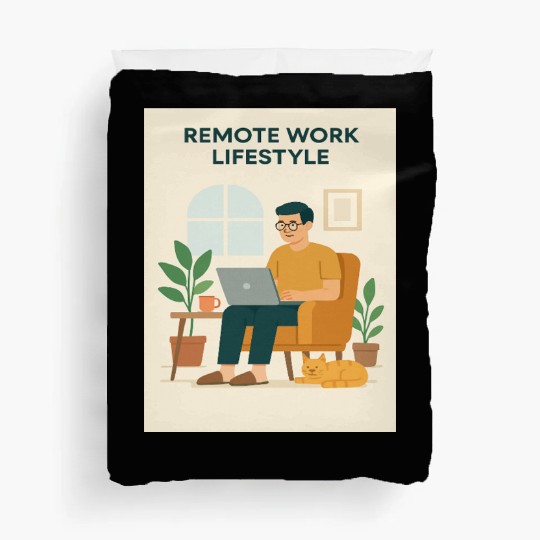 Remote Work Lifestyle Illustration Duvet Covers