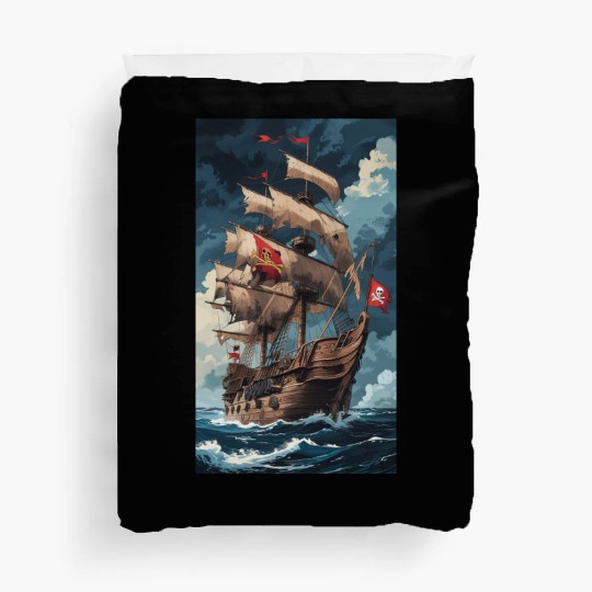 Historical Pirate Ship Adventure Design Duvet Covers