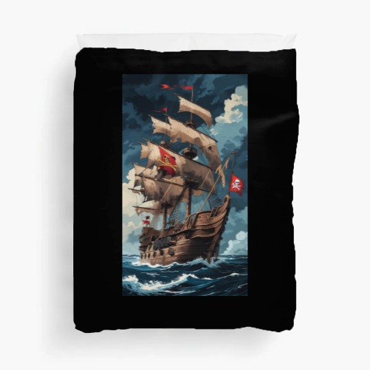 Historical Pirate Ship Adventure Design Duvet Covers