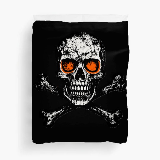 Grunge Skull Crossbones Orange Eyes Duvet Covers