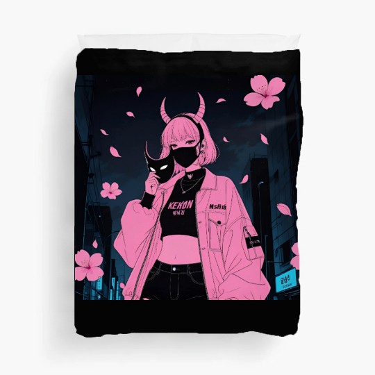 Neon Sakura Night Streetwear Design Duvet Covers