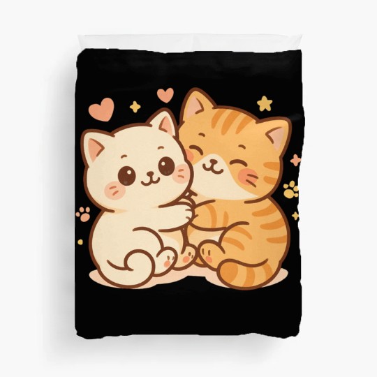 Cute Kittens Embracing Heartwarming Design Duvet Covers
