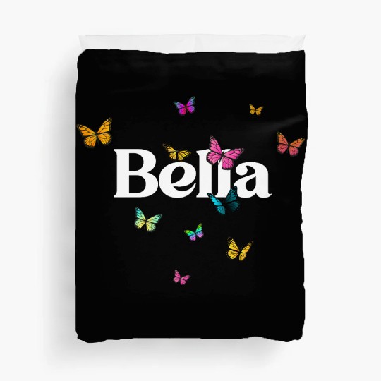 BELLA - beautiful girl name with cute butterflies Duvet Covers