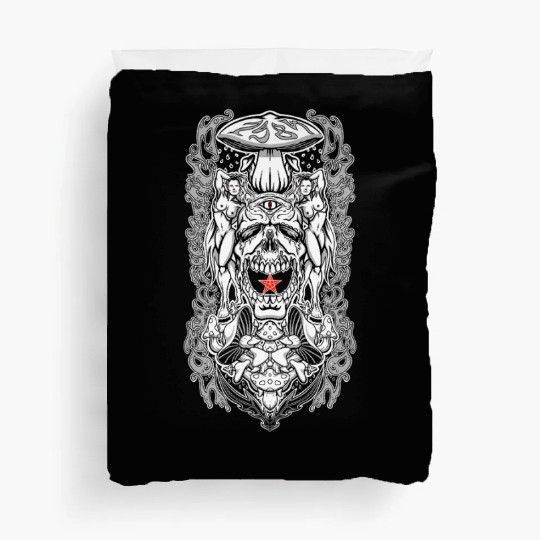 "Third Eye Shroomed Skull" Duvet Covers