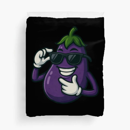 Cool eggplant vegetable design with sunglasses car Duvet Covers