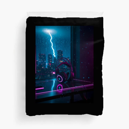 Cyberpunk Gaming Headset Duvet Covers
