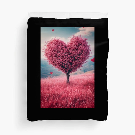Romantic Heart Tree in Bloom Duvet Covers