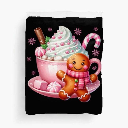 Whimsical Holiday Hot Chocolate Scene Duvet Covers