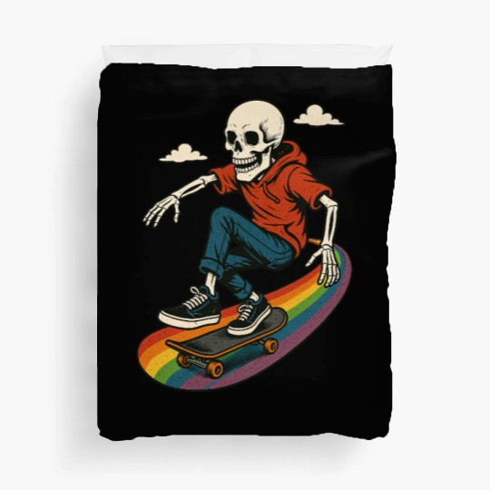 Skate or Die Rainbow Race Duvet Covers