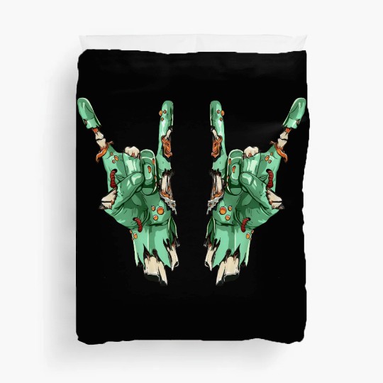 Zombie Hand Rock Sign Zombies Horror Halloween Duvet Covers