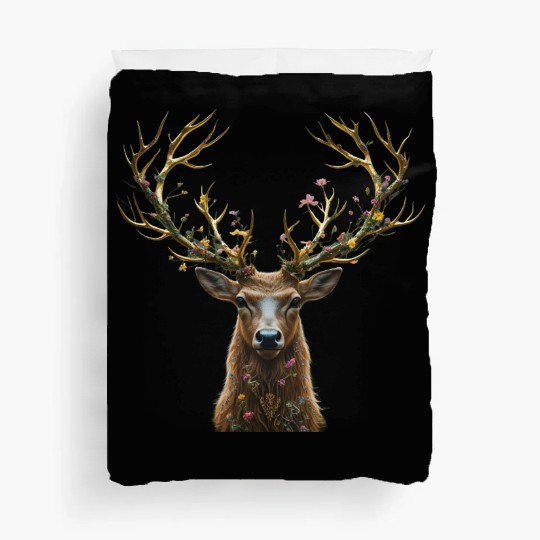 Enchanted Forest Deer Illustration Duvet Covers