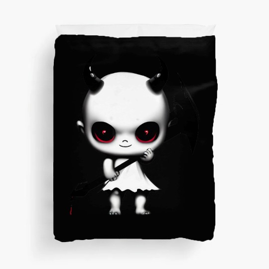 Cute Demon Baby with Horns and Bat Wings Duvet Covers