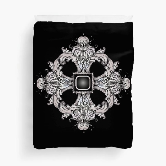 Arabesque Ornament with a Baroque Flair in Gray Duvet Covers