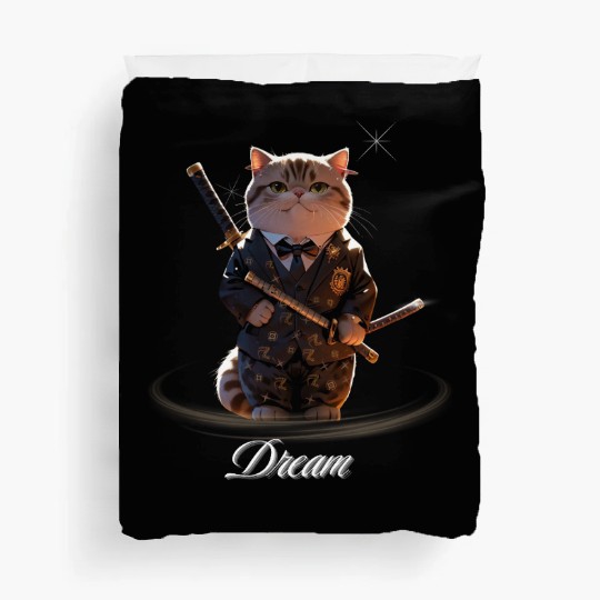 Samurai Cat in Formal Kimono Duvet Covers
