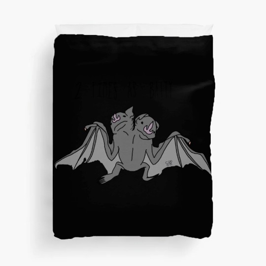 Whimsical Double Headed Bat Illustration Duvet Covers