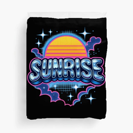 Retro Sunrise Neon Design Duvet Covers