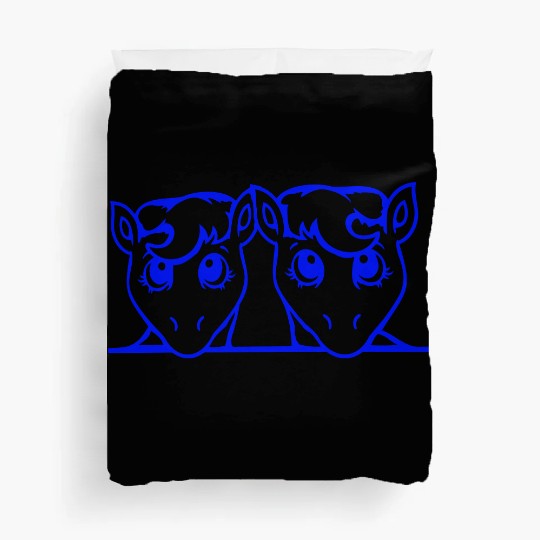 2 Cute Horses Sweet Pony Two friends Couple Team Duvet Covers