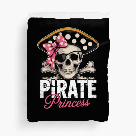 Pirate Princess Skull and Crossbones with Pink Bow Duvet Covers