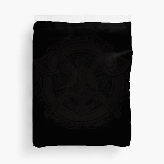 Axes of Valhalla: Viking Helmet Celtic Knot Design Duvet Covers