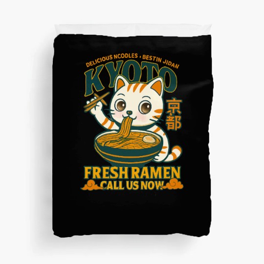 Kyoto Cat Ramen Delicious Drink Design Duvet Covers