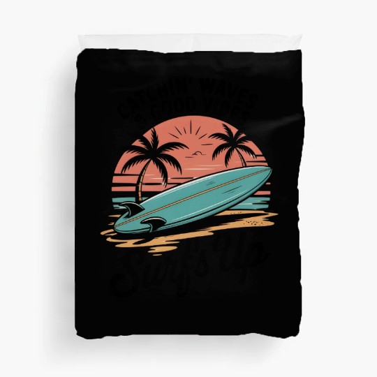 Sunset Surfing Beach Scene Duvet Covers