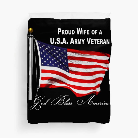 Proud Wife Of A US Army Veteran Duvet Covers