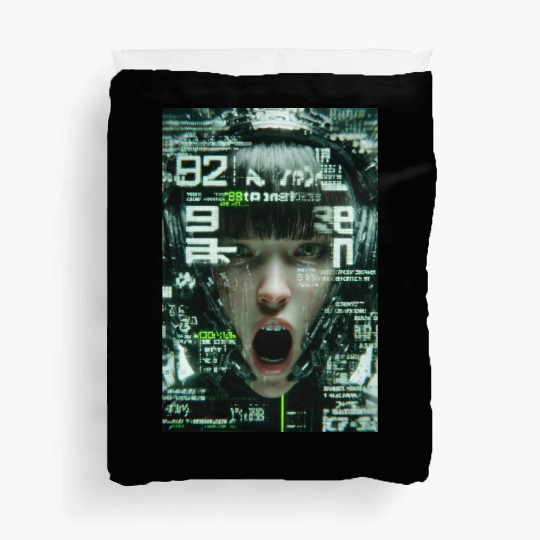 Cyberpunk Digital Scream Duvet Covers