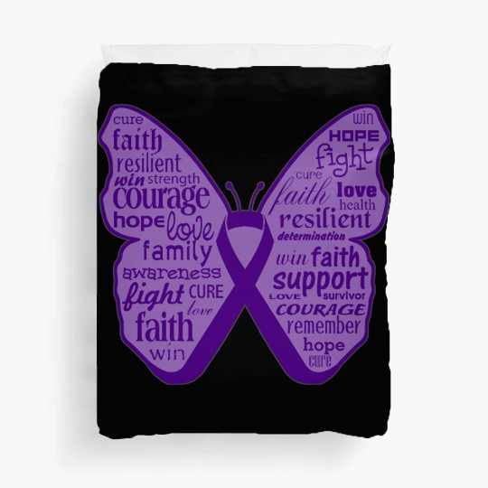 Domestic Violence Butterfly Collage of Words Duvet Covers