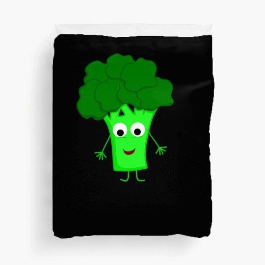 Whimsical Broccoli Character Design Duvet Covers