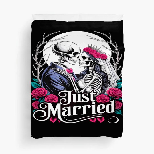Gothic Just Married Skeletons Bride and Groom Duvet Covers