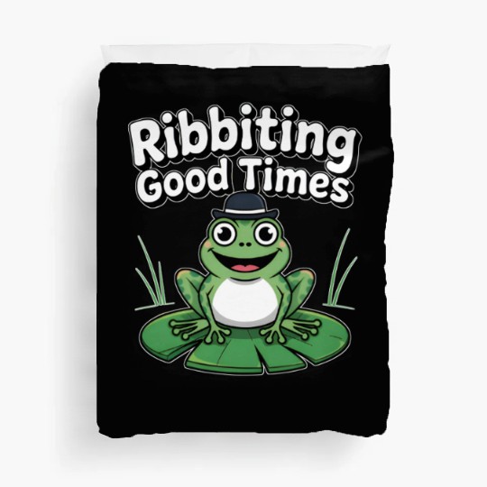 Whimsical Frog with Hat and Lily Pads Duvet Covers