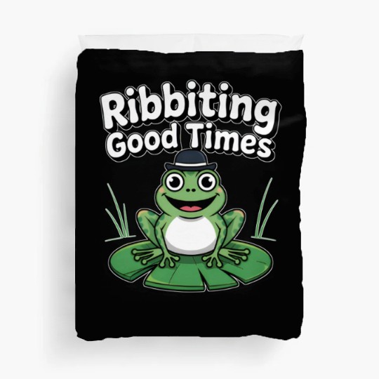 Whimsical Frog with Hat and Lily Pads Duvet Covers