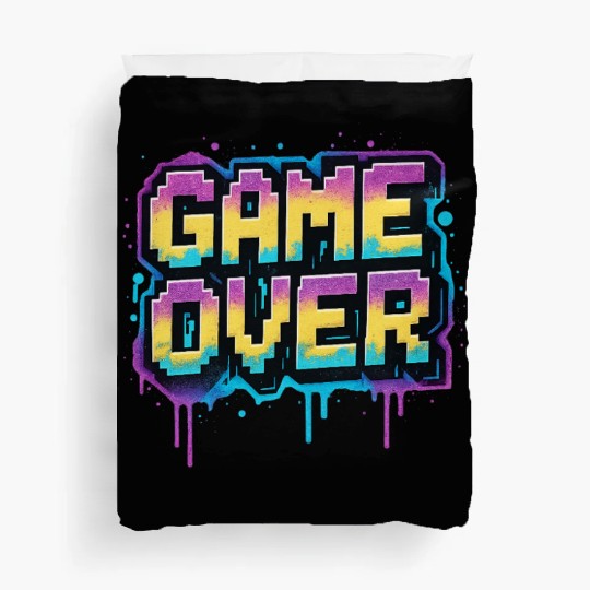 Pixelated Game Over Graffiti Design Duvet Covers